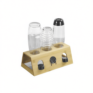 Bottle Holder For 3 Bottles Wood Stand With Lid <b>Storage</b> <b>Kitchen</b> Organization - Product Image 2