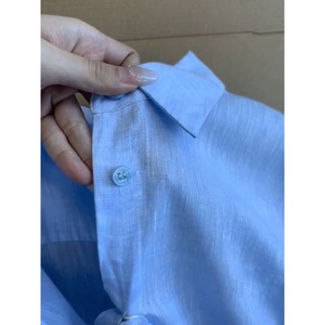 Camicetta in <span class=keywords><strong>Lino</strong></span> Autunnale 2026 all'Ingrosso, Stile Francese Chic, <span class=keywords><strong>Camicia</strong></span> Larga a Maniche Lunghe in Cotone e <span class=keywords><strong>Lino</strong></span>, Top Elegante Vintage <span class=keywords><strong>Blu</strong></span> da <span class=keywords><strong>Donna</strong></span> per il Lavoro - Product Image 5
