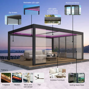 Kits de toit pour pergola de jardin en aluminium Couvre-patio Canopy Designs avec persienne Gazebo Catégorie de produit Stores et volets - Product Image 3