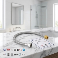 Tuyau flexible haute pression en acier inoxydable SUS304 tressé avec fil, DN8, F1/2*M15*40CM, pour salle de bain