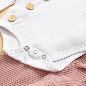 Conjuntos de Ropa para Bebé Recién Nacido al por Mayor, Mameluco de Manga Larga, Pantalones, Diadema, Conjuntos de Ropa de Algodón Tejido para Bebé Niña, 3 Piezas - Product Image 5