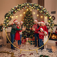 Support d'arche circulaire de 2,2 m pour ballons, cadre floral, fête d'anniversaire, mariage, décoration de Noël, support de toile de fond rond en métal doré