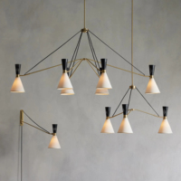 Lustre linéaire Ramsey industriel nordique pendentif en tissu blanc pour la maison milieu 6 lumières pour Restaurant salon hôtel