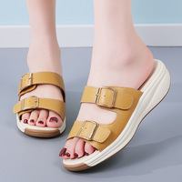 Sandales plates d'été grande taille pour femmes, tongs antidérapantes décontractées pour la plage, pantoufles avec doublure en cuir ultrafin
