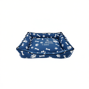 Set Cuccia per Cani di Alta Qualità in Cotone Spesso, Tre Pezzi con Fondo Blu e Motivo a Ossa per Letti per Animali - Product Image 2