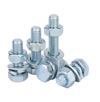 Set baut dan mur baja karbon Din6921 M3-M56 SS304, finishing polos, dengan washer baja tahan karat, baut segi enam Din933 untuk bangunan