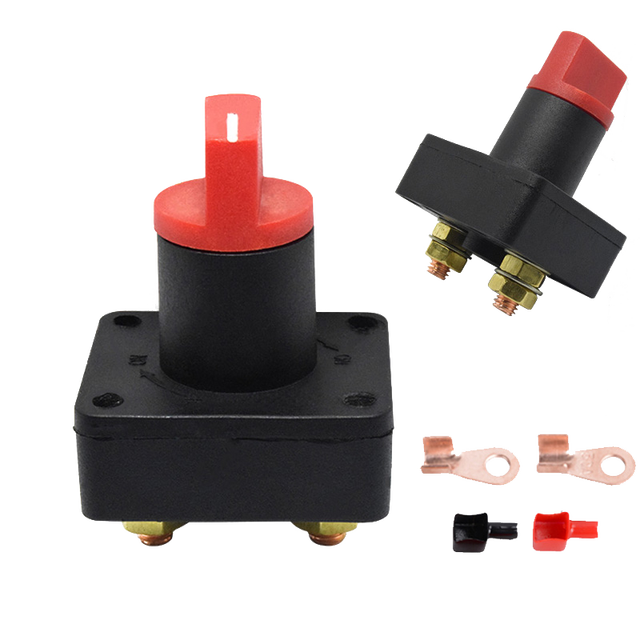 Car Truck Marine Boat Main Battery Rotary Power Isolator Cut Switch 12V 24V DC 300A Plastic 90 Rotary Disconnect Lock Switch