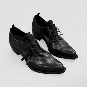 Zapatos Oxford de Vestir para Hombre, de Cuero Genuino Negro, con Punta Puntiaguda y Cordones, para Todas las Temporadas, con Suela de Goma, Duraderos y Elegantes - Product Image 4