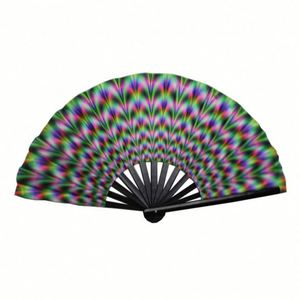 Abanico Plegable de Bambú y PVC de 13 Pulgadas, Holográfico, Personalizado, Hecho a Mano, Grande, para Mujeres y Fiestas - Product Image 5