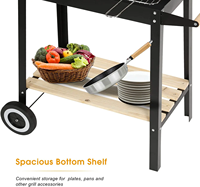 Grille coupe-vent rectangulaire réglable en hauteur avec table d'appoint barbecue à charbon d'extérieur