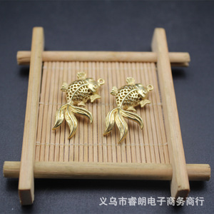 Hollow Goldfish Charms 32mm Length 17mm Width Copper Alloy For Jewelry Making Gift Unisex - Product Image 5