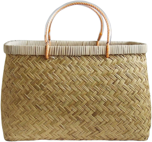 Cesta de Almacenamiento Rectangular de Ratán Natural con Asas, Cestas de Almacenamiento Rústicas Multiusos - Product Image 1
