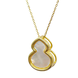 Collar con Colgante de Calabaza de Plata 925 con Madreperla y Baño de Oro, Certificado NGTC, de UM Jewelry, Regalo de Boda Unisex para Hombre y Mujer - Product Image 2