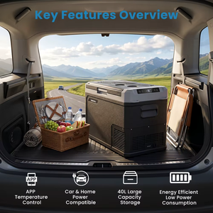 Excellent rapport qualité-prix : Congélateurs 40L 12V/24V AC 110-220V avec contrôle par application, compresseur basse consommation, réfrigérateur de voiture double zone pour camping et extérieur - Product Image 5