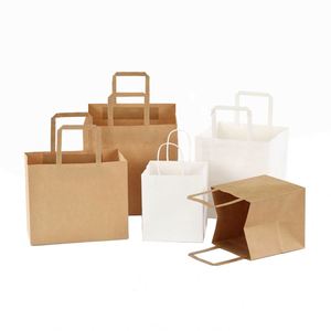 Bolsas de Papel Kraft para Llevar Comida, al por Mayor, de Grado Alimenticio, Reciclables, con Logotipo Personalizado, Impresas en Offset, con Asas de Mano - Product Image 1