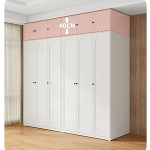 <span class=keywords><strong>Armoire</strong></span> de rangement pleine hauteur en métal minimaliste français avec portes encastrées à arche courbée et penderie séparée - Product Image 3