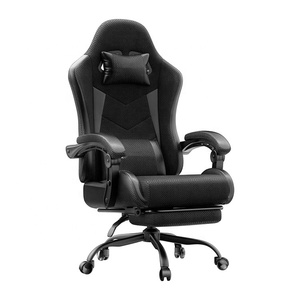 Chaise de bureau ergonomique à hauteur réglable, repose-pieds, chaise de jeu rembourrée, inclinaison de 150°, capacité de 180 kg, noire - Product Image 3