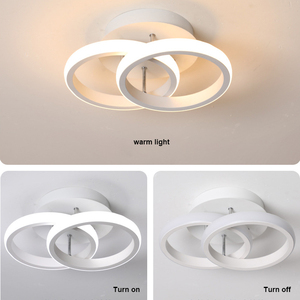 Luminaires modernes à LED encastrés, cercles lumineux pour chambre à coucher, couloir, salle de passage, 18W, lustre de plafond à 2 anneaux - Product Image 2