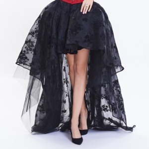 thumbnail image 2 of Ladies Retro Front Short Back Long Irregular Ruffle Edge Patchwork Cake Skirt Half Skirt And 2 of 9