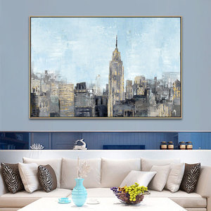 Pintura Abstracta Hecha a Mano al Óleo sobre Lienzo, Paisaje Urbano, Decoración de Habitaciones, Arte - Product Image 5