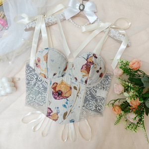 Y08189 Camisole en jersey à imprimé floral rétro français, hauts sculptants fins, respirant, écologique, antibactérien, maintien moyen, <span class=keywords><strong>1</strong></span> pièce - Product Image 3
