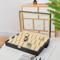 Seiko caixa de relógio de couro preto quadrado personalizado, logotipo de presente com manga de papel e caixa de travesseiro
