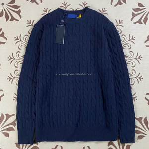 <span class=keywords><strong>Pull</strong></span> en maille poly brodé à col rond Ral pour homme, automne-hiver, chaud, torsadé, pour couple, avec logo cheval RL - Product Image 1