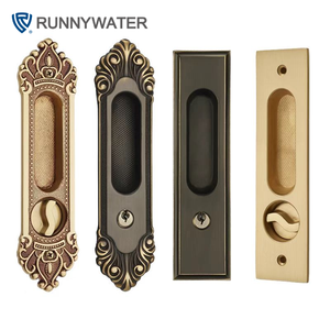 Juego de Cerradura para Puerta Corredera de Latón Macizo en Oferta, Cerraduras y Manijas de Oro Real Antiguo para Puertas de Madera - Product Image 1