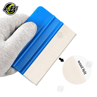 CLEZE feutre de laine bleu raclette en plastique vinyle enveloppement et outil d'application de film pour les outils de raclette d'entretien de voiture