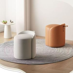 Modern Minimalist Dressing <b>Stool</b> <b>With</b> Handle Gray Orange White Color For Bedroom Living Room Shoe Changing Footstool Tea <b>Table</b> - Product Image 4