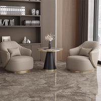 Fauteuil pivotant de luxe avec revêtement en microfibre résistante aux taches importée, base en acier carbone pour salon et chambre à coucher
