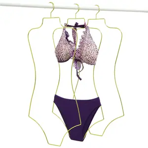 Assessed Supplier LINDON Ladies Bikini Hangers Gold Color Metal Wire Full Body Shape Swimwear Hanger