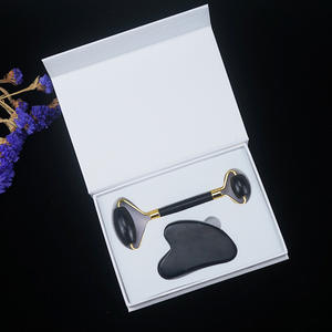 Hongyu-334 HongYu 100% Natural Handheld hitam Obsidian Rose Jade <span class=keywords><strong>Roller</strong></span> Gua Sha kecantikan pijat wajah untuk disesuaikan wajah - Product Image 5