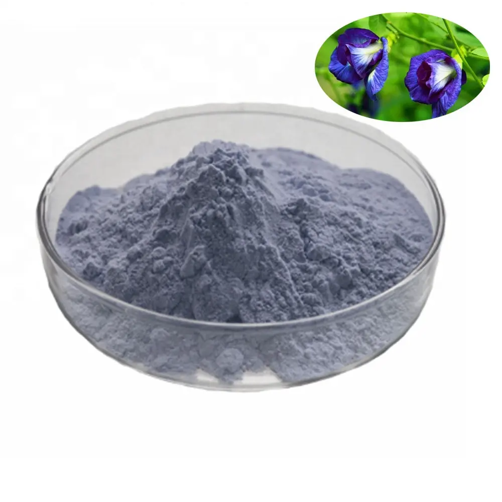 100% Pure Natural Bulk Organic Water Soluble Dyestuff Dried Blue Butterfly Pea Flower Powder