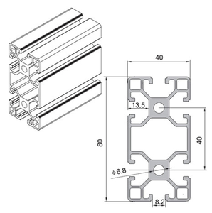 Fournisseurs de profilés en <span class=keywords><strong>aluminium</strong></span> 4080 <span class=keywords><strong>mm</strong></span> métrique série 40 profilé rectangulaire à rainure en T - Product Image 4