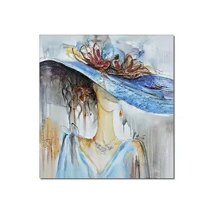 Dipinto a olio 100% dipinto a mano <span class=keywords><strong>da</strong></span> donna ritratto arti tela di cotone <span class=keywords><strong>immagini</strong></span> astratte ragazze pittura a olio Sexy con grigio e oro - Product Image 3