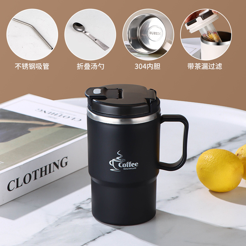 Cuchara plegable 304, color negro noche oscura, ideal para té negro.