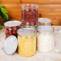Pot en plastique PET à ouverture facile de 100 ml, 200 ml, 350 ml, 400 ml, 450 ml avec couvercle à anneau de serrage, boîtes en plastique transparentes, pots scellés pour l'emballage alimentaire