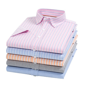 <span class=keywords><strong>Camisas</strong></span> <span class=keywords><strong>de</strong></span> Manga Corta a Rayas <span class=keywords><strong>de</strong></span> Algodón Puro Sin Almidón para Hombre al por Mayor para Primavera y Verano, Casuales <span class=keywords><strong>de</strong></span> Negocios y Transpirables - Product Image 2