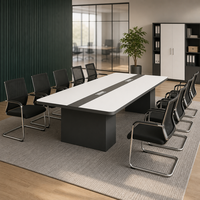 Table de conférence rectangulaire moderne pour bureau, table de réunion blanche à rayures noires pour salle de réunion, négociation