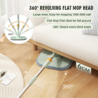 Homettler – Ensemble essoreur facile écologique pour microfibre, avec seau auto-essoreur à poignée télescopique rotative à 360°, pour usage sec et humide