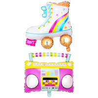 Chaussures à roulettes, ballons de Skate, Radio, patins à roulettes, ballons en aluminium, thème de musique, décoration de fête d'anniversaire, vente en gros