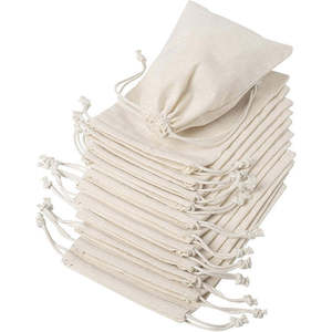 Sac à cordon personnalisé en coton, petit sac cadeau à cordon avec logo personnalisé, emballage en coton - Product Image 3