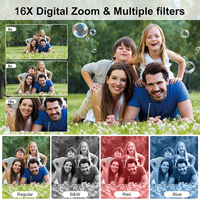 Kamera Digital Layar Ganda DC06S 2.4" IPS LCD + Layar Depan 1.3" Zoom 18X Video 1080P Sensor CMOS Autofokus untuk Natal