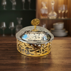 Round Metal Casserole Dish with Glass-Embedded Stainless Steel <b>Lid</b> Polished Gold Design Modern Luxury Durable - Product Image 5