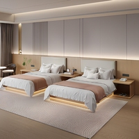 Minimalistisches Leichtes Holz-Doppelbett Hotel-Schlafzimmermöbel Komplettset für Sterne-Hotels, Service-Apartments und Ferienwohnungen