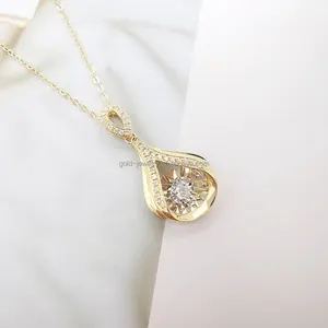 Collier en or véritable 18K, pendentif en forme de goutte d'eau au diamant pour danse, vente en gros, nouveau Design, bonne qualité