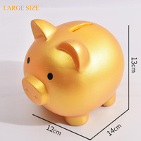 Tirelire en vinyle en forme de cochon doré, grande, mignonne, pour ranger les pièces de monnaie, boîte de sécurité pour adultes et enfants, cadeau idéal pour les anniversaires, les fêtes, décoration de la maison