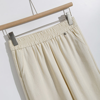 Damenhosen mit Hohem Bund aus Schimmerndem Stoff, Elastischer Taille, Seitentaschen, Weitem Bein, Lässige Hosen, Fabrik-Sonderanfertigung OEM