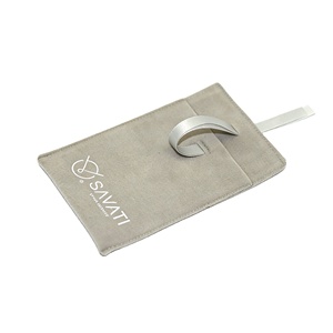 Pochette à bijoux en suède épais double face avec rabat, pochette enveloppe en velours et nœud en ruban – Vente en gros usine - Product Image 1